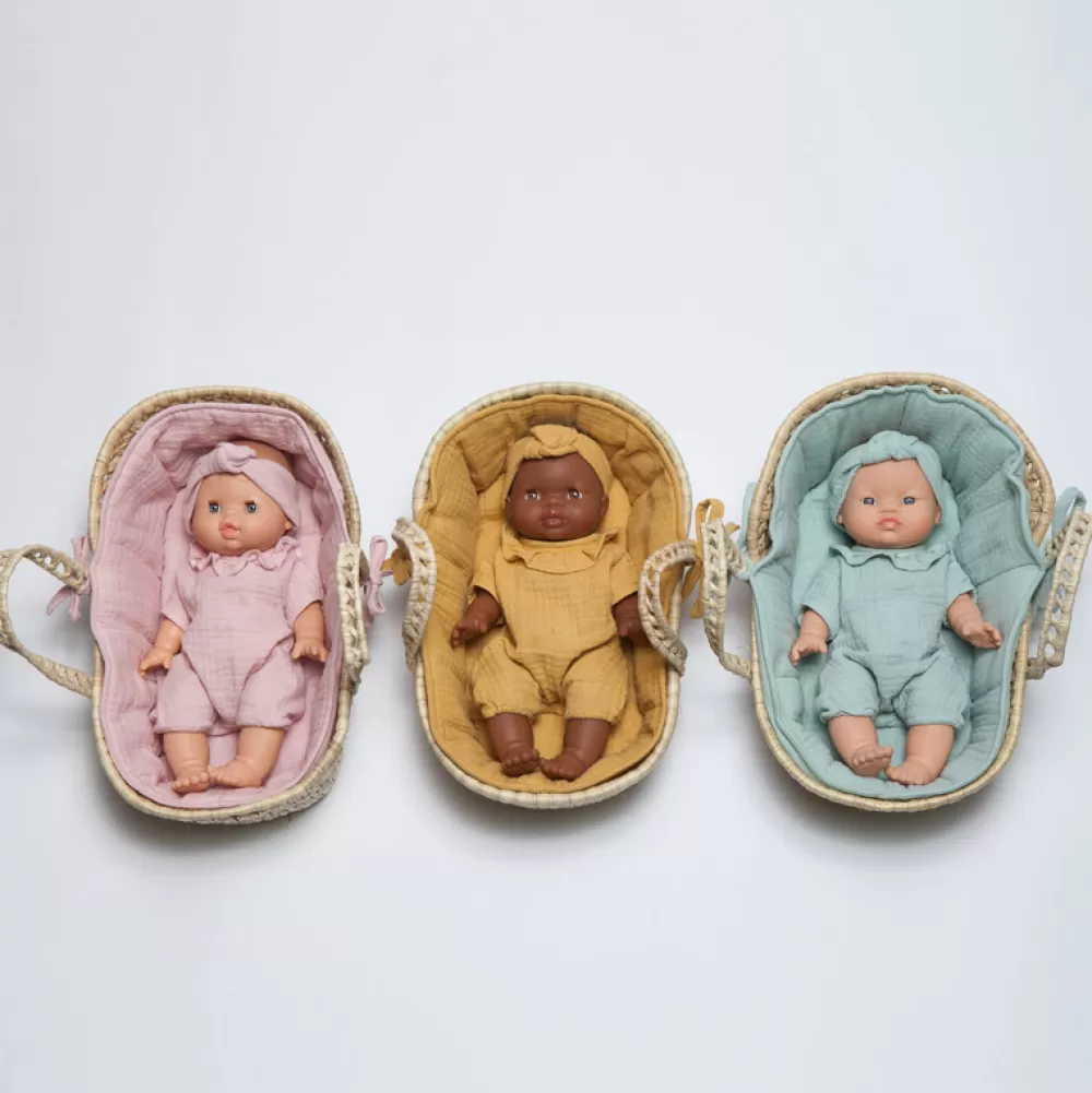 Online Capazo De Mimbre Bobble Mostaza Muñecas Y Muñecos