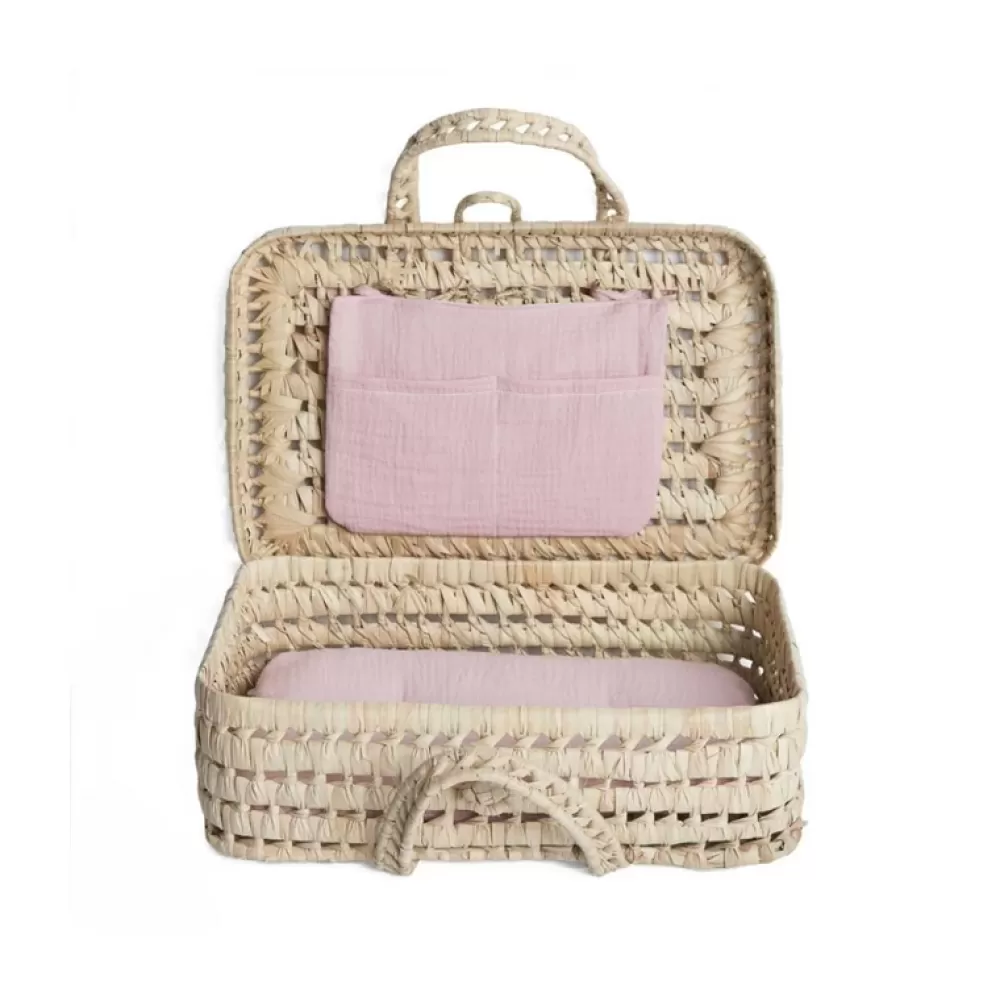 New Maletita De Mimbre Bobble Rosa Muñecas Y Muñecos