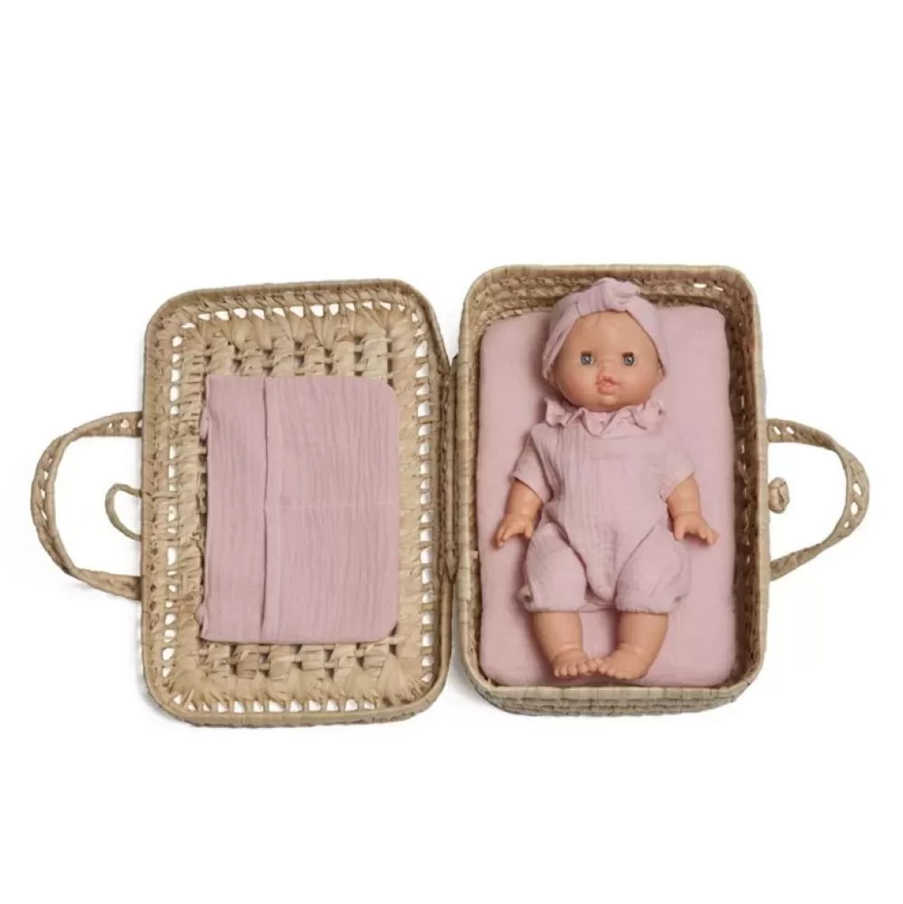 New Maletita De Mimbre Bobble Rosa Muñecas Y Muñecos