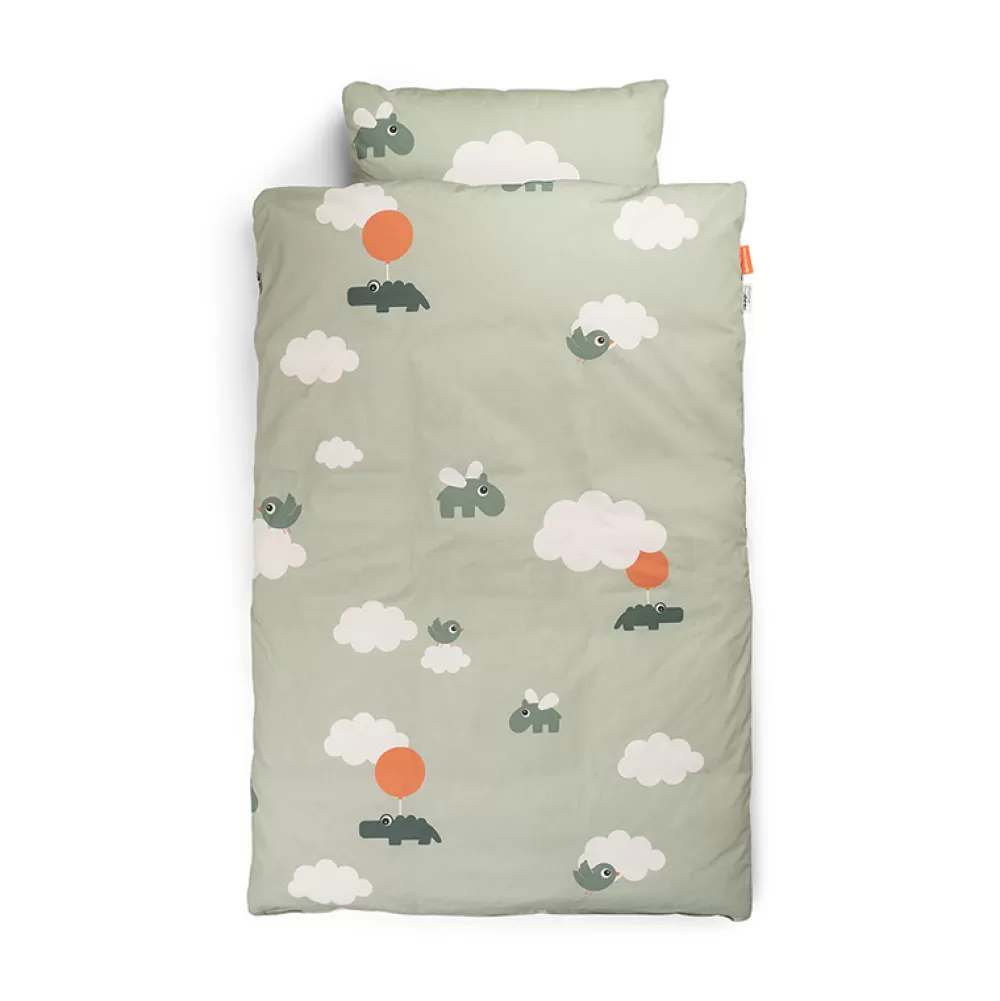 Hot Sabana De Cama Junior Happy Clouds Green 100 X 140 Cm Dulces Sueños