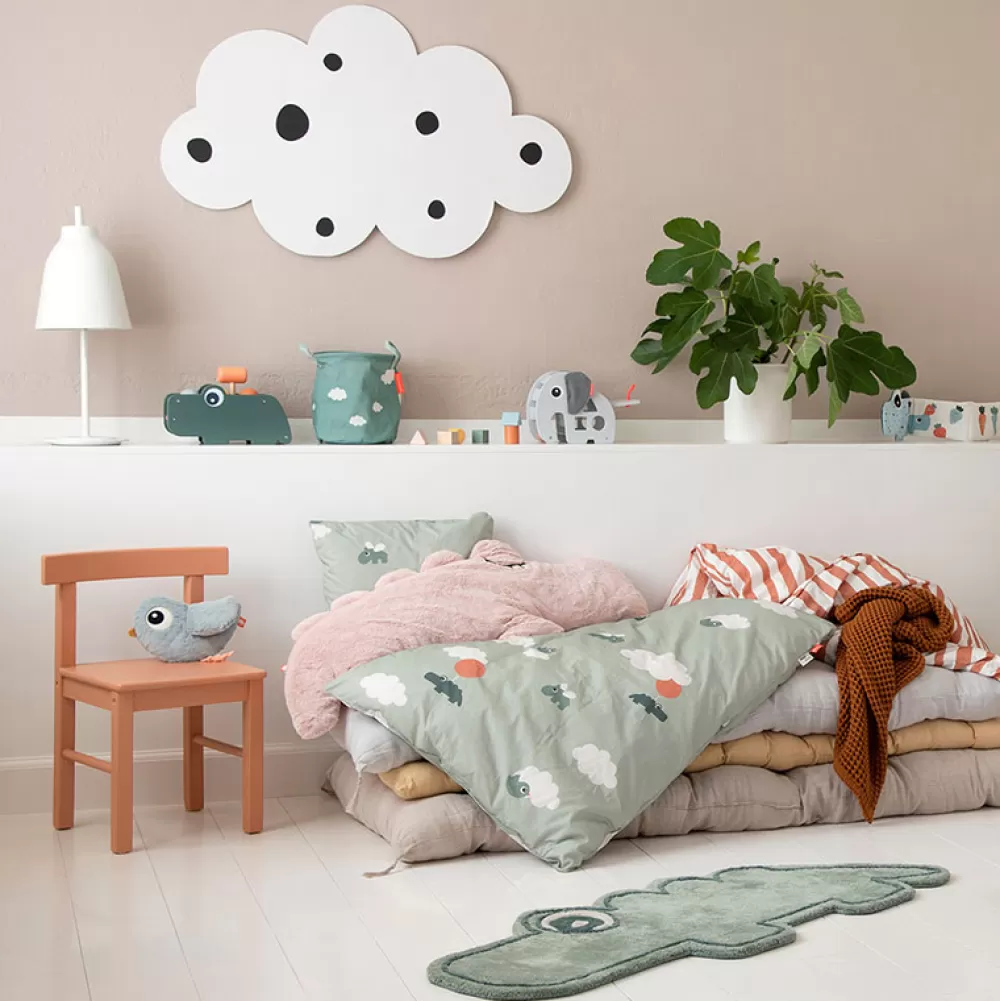 Hot Sabana De Cama Junior Happy Clouds Green 100 X 140 Cm Dulces Sueños