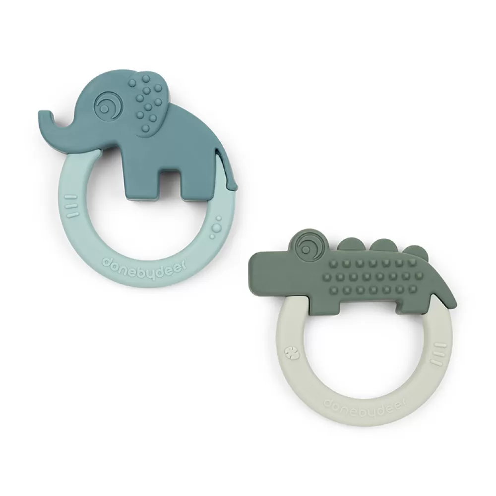 New Set De 2 Mordedores De Silicona Deer Friends Sonajeros Y Mordedores