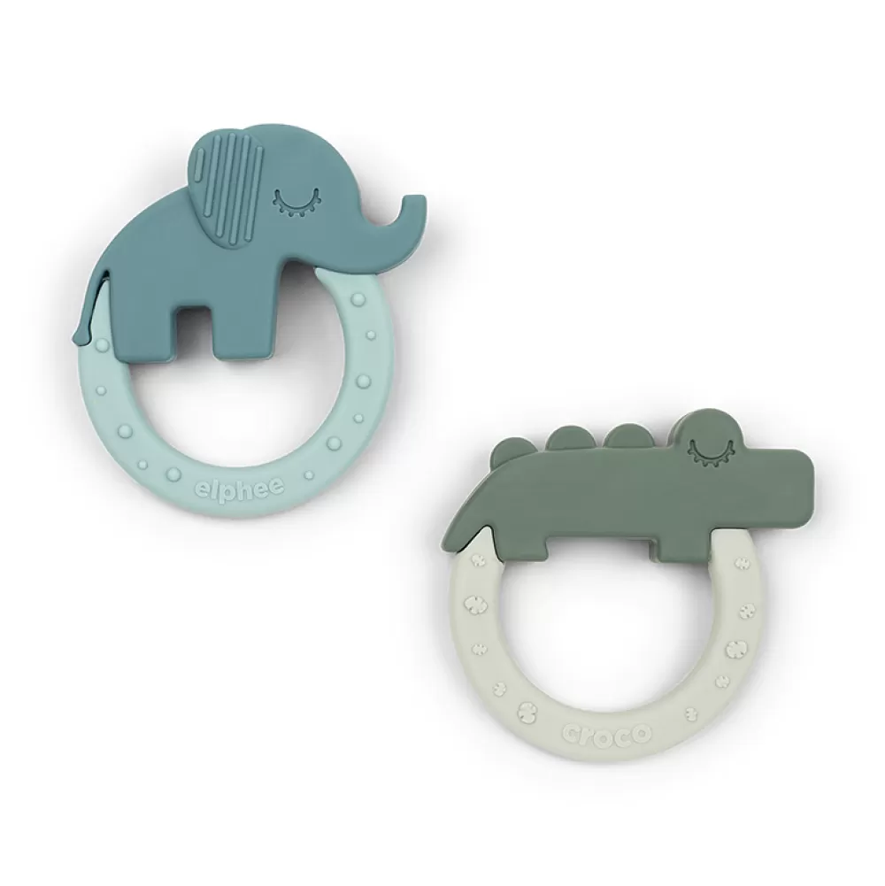 New Set De 2 Mordedores De Silicona Deer Friends Sonajeros Y Mordedores