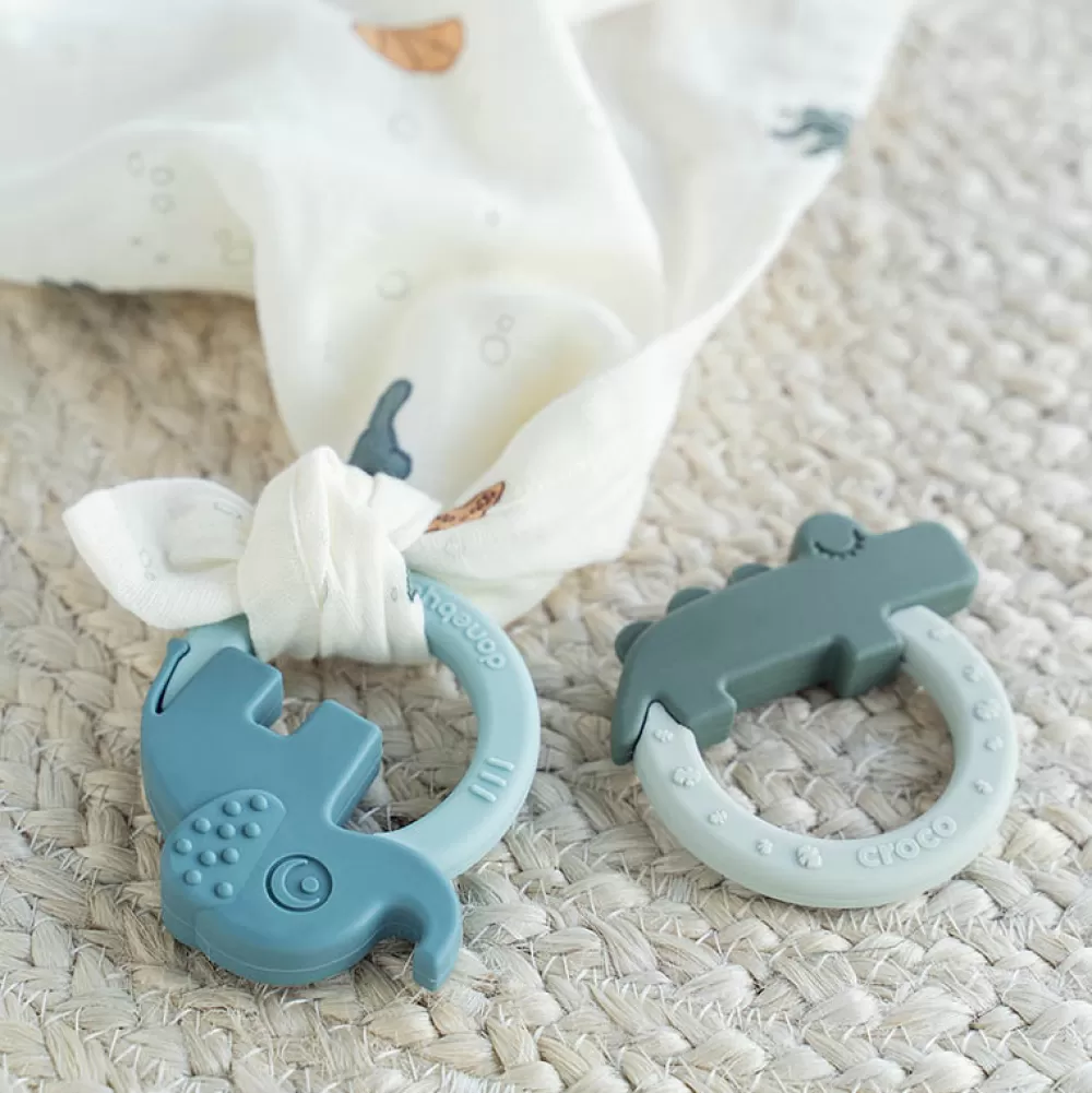 New Set De 2 Mordedores De Silicona Deer Friends Sonajeros Y Mordedores